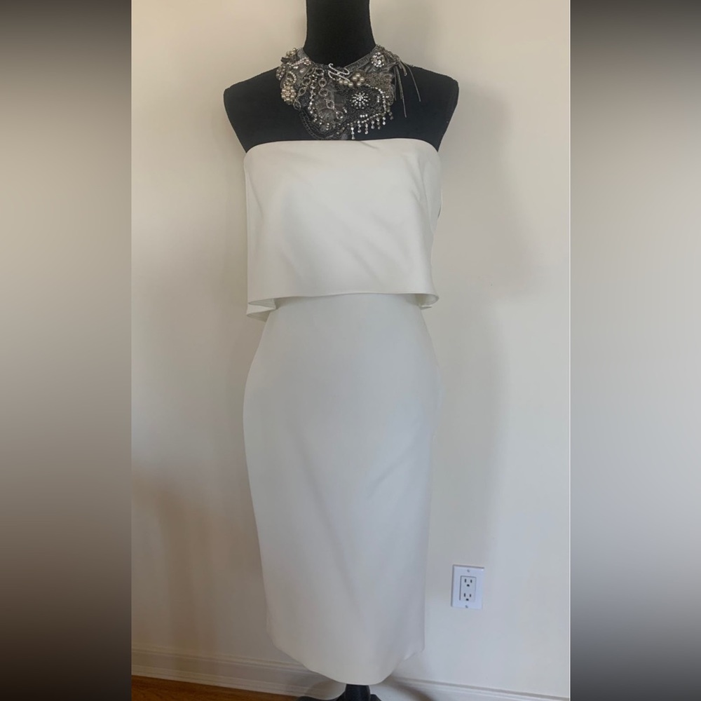 LIKELY Driggs Strapless Tiered Bodice Overly White Cocktail Party Dress Womens 8